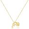 Brass Initial and Heart Pendant Necklaces for Women, Real 14K Gold Plated, Letter F, 15.75 inch(40cm)