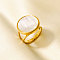 304 Stainless Steel with Natural Shell Cuff Open Rings for Women, Round, Real 18K Gold Plated, 18mm, Inner Diameter: 17mm