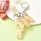 Resin & Acrylic Keychain, with Faux Suede Tassel Pendant & Alloy Findings, Letter T, 9.5cm