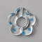 Transparent Plastic Bead Frame, Flower with Polka Dot Pattern, Deep Sky Blue, 19x20x4mm, Hole: 1.6mm