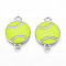 Alloy Enamel Connector Charms, Sports Links, Cadmium Free & Lead Free, Platinum, Yellow, Tennis, 14.5~15x21.5x3mm, Hole: 2mm
