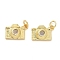 Brass Pave Cubic Zirconia Pendants, Camera Charms, Long-Lasting Plated, Cadmium Free & Lead Free, Rack Plating, with Jump Ring, Real 18K Gold Plated, 10x14.5x5mm, Hole: 3.6mm