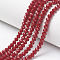 Opaque Solid Color Glass Beads Strands, Faceted, Rondelle, FireBrick, 2.3~2.7x1.5mm, Hole: 0.4mm, about 135~140pcs/strand, 26~27cm
