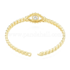 Кубический цирконий конский глаз открытый браслет-манжета BJEW-G651-04G-03