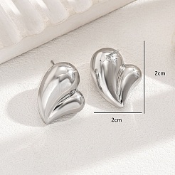 Латунные серьги-гвоздики в форме сердца&nbsp;HE1706