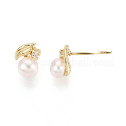 Серьги-гвоздики из латуни с микропаве из прозрачных кубических цирконий&nbsp;PEAR-N020-WX02