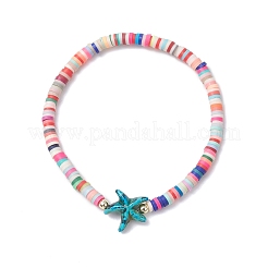 Браслеты ручной работы из полимерной глины хейши и синтетической бирюзы с морскими звездами для женщин&nbsp;BJEW-JB12168