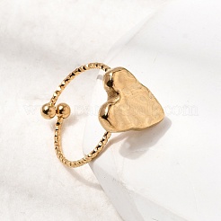 Текстурированные кольца в форме сердца из нержавеющей стали 304 для женщин&nbsp;RJEW-A091-09G