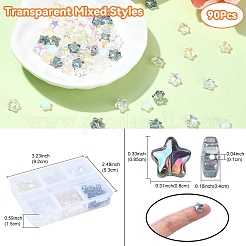 90шт 6 стиля прозрачные стеклянные бусины&nbsp;GLAA-YW0003-63