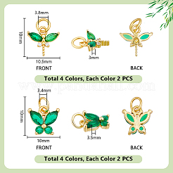 16 шт. 8 стиля латунные подвески с микропаве и кубическим цирконием&nbsp;KK-PH0012-98