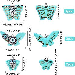 6шт 3 стиля подвески из синтетической бирюзы&nbsp;TURQ-NB0001-04