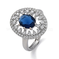 Регулируемые кольца из латуни с микропаве и цирконием для женщин&nbsp;LS-RJEW-C118-08P