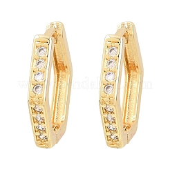 Шестиугольные латунные серьги-кольца с кубическим цирконием&nbsp;EJEW-A156-15A-G