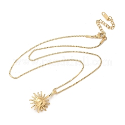 304 нержавеющая сталь Подсолнух подвеска коробка цепи ожерелья для женщин&nbsp;NJEW-R011-01G