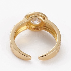 Латунные кольца из манжеты с прозрачным цирконием&nbsp;RJEW-C101-04