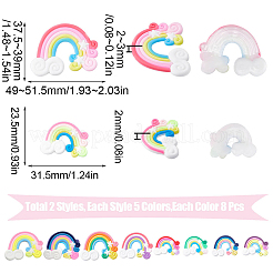 80 шт. 10 цвета радуги ПВХ кабошоны&nbsp;FIND-SC0006-67