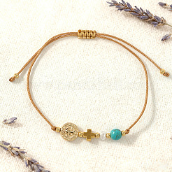 Браслеты из латуни с медальоном Святого Бенедикта и крестом&nbsp;FP7792-1