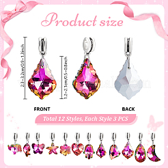 36 шт. 12 стиля европейские подвески из сплава стекла&nbsp;PALLOY-PH01787