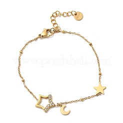 Браслеты из нержавеющей стали 304 с микро-паве из звеньев для женщин&nbsp;BJEW-Z140-04G