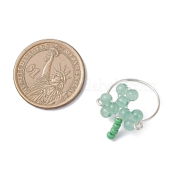 4 шт. 4 стильных кольца с драгоценными камнями в форме клевера&nbsp;RJEW-TA00224