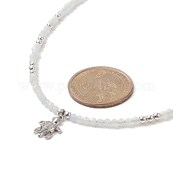 Ожерелье с кулоном в виде черепахи из прозрачного кубического циркония с цепочками из бисера из натурального аквамарина для женщин&nbsp;NJEW-JN04271-04