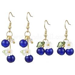 Серьги-подвески из нержавеющей стали 304 с черникой и стеклом&nbsp;EJEW-JE06251-02