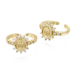 Латунные кольца из манжеты с прозрачным цирконием&nbsp;RJEW-S044-127-NF