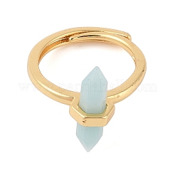 Двухконечная шестиугольная призма натуральный цветок амазонитрегулируемые кольца для женщин&nbsp;RJEW-G327-01G-09