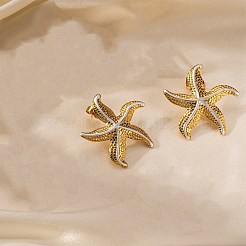 Серьги-гвоздики в форме морской звезды из нержавеющей стали 304&nbsp;EJEW-A142-03A-G