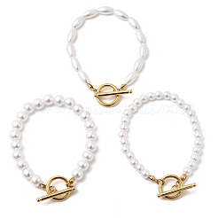 Браслеты из пластиковых бусин с жемчугом для женщин&nbsp;BJEW-L716-02G