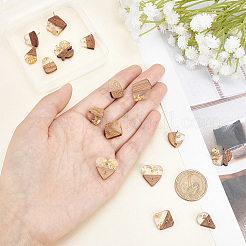 8 пара сережек-гвоздиков из прозрачной смолы и орехового дерева в двух стилях&nbsp;RESI-FH0001-43