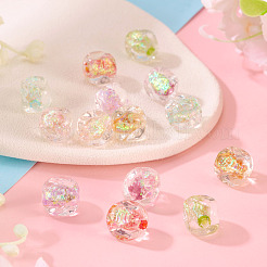 14 шт. 7-х цветные бусины ручной работы из фольги в технике лэмпворк&nbsp;FOIL-TA0001-06