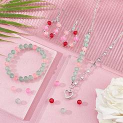 4 нити 4-х цветных стеклянных бусин&nbsp;FGLA-PH0001-02