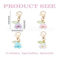 4 шт. 4-х цветные подвесные украшения из цинкового сплава&nbsp;KEYC-LP0001-22