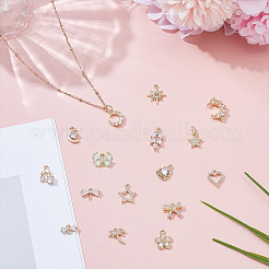 16 шт. 16 стиля латунных подвесок с микропаве из кубического циркония и подвесок-соединителей&nbsp;KK-AR0001-63