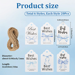 120 шт. 6 стиля День благодарения слова наилучшие пожелания бант печатная бумага спасибо подарочные бирки&nbsp;AJEW-SP0003-63B