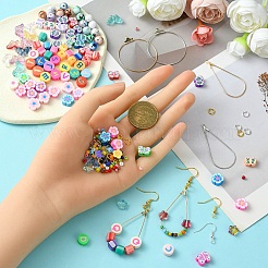 Набор для изготовления сережек-бабочек из стекла и цветов из полимерной глины из бисера своими руками&nbsp;DIY-YW0008-64