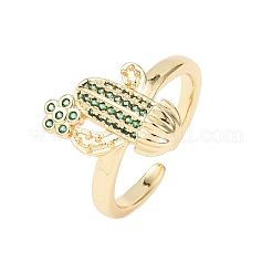 Регулируемые латунные кольца-манжеты с микропаве из кубического циркония для женщин&nbsp;LS-RJEW-B138-02G