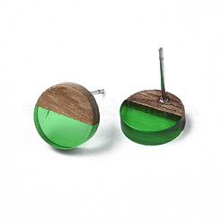 Серьги-гвоздики из прозрачной смолы и ореха EJEW-N017-008-A02