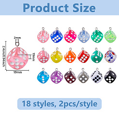 36шт 18 цвета подвески из прозрачной и непрозрачной смолы&nbsp;RESI-DC0001-51