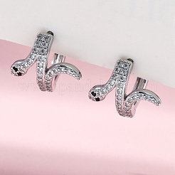 Латунные кубических серьги циркония обруч&nbsp;EJEW-Q014-39P