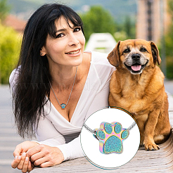 Ожерелье из урны с прахом и отпечатком лапы&nbsp;NJEW-WH0024-01RC