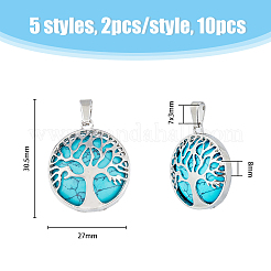 10шт 5 стиля подвески из натуральных и синтетических смешанных драгоценных камней&nbsp;G-HY0001-20