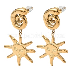 Серьги-гвоздики в форме солнца из нержавеющей стали 304&nbsp;EJEW-K268-69G