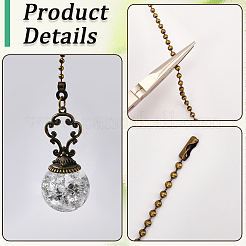 Круглые стеклянные подвески потолочные вентиляторы цепные удлинители&nbsp;HJEW-WH20003-34A