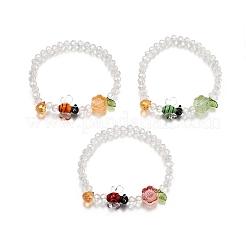 3шт 3 цвета гальванизированные стеклянные бусины эластичные браслеты&nbsp;BJEW-TA00646