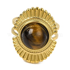 Натуральный тигровый глаз кольца палец&nbsp;RJEW-Q822-53G-02