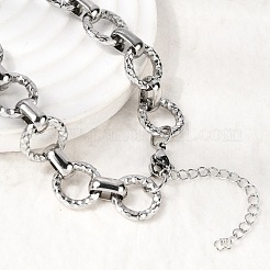 Ожерелье из круглых звеньев с текстурированной поверхностью из нержавеющей стали 304 толщиной 13 мм.&nbsp;NJEW-P349-01A-P