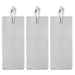 3 шт. 925 прямоугольные подвески из стерлингового серебра с заготовками для штамповки&nbsp;STER-BBC0008-79
