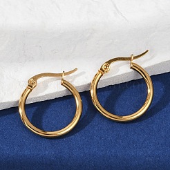 Серьги-кольца из нержавеющей стали 201 с вакуумным покрытием PVD и штифтами из нержавеющей стали 304 для женщин EJEW-D279-12G-05